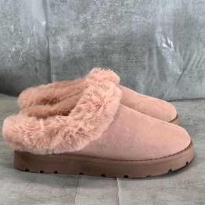 NWOB JOURNEE COLLECTION Women's Blush Wisp Faux Fur Trim Round-Toe Slippers SZ 8